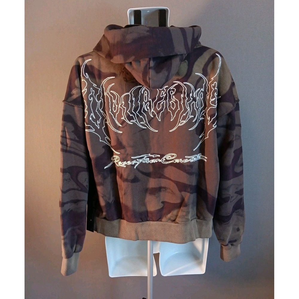 Civil Regime Rose Graphic Full Zip Cotton Hoodie VINTAGE WASH M Tie-dye Camo NWT